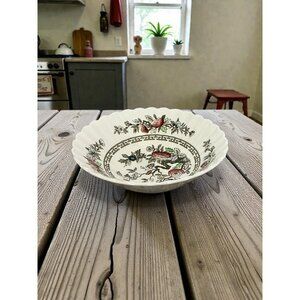 Churchill Kashmir Scalloped Edge Bowl 6.5" Diameter Classic White Floral Made In